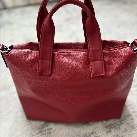 Nautica Red-Burgundy Cabin Fever Med Faux Leather Satchel Silver Tone Hardware - Picture 6 of 15